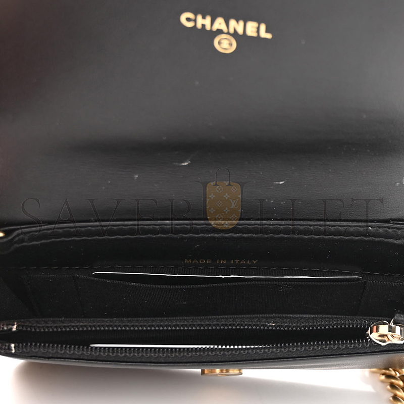 CHANEL CAVIAR QUILTED BOY CLUTCH WITH CHAIN BLACK AP2205 B06200 94305 (15*10*3.5cm)